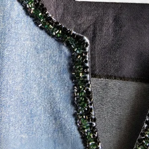 eki upcycled patchwork denim dress